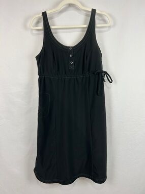 Eddie Bauer Black Sleeveless Mini Dress with Side Tie S casual active